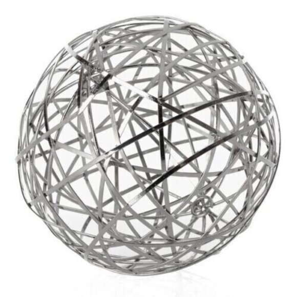 Abstract Sphere Sculpture Silver Tone Metal Wire Ball Orb Statue Modern - Picture 1 of 1